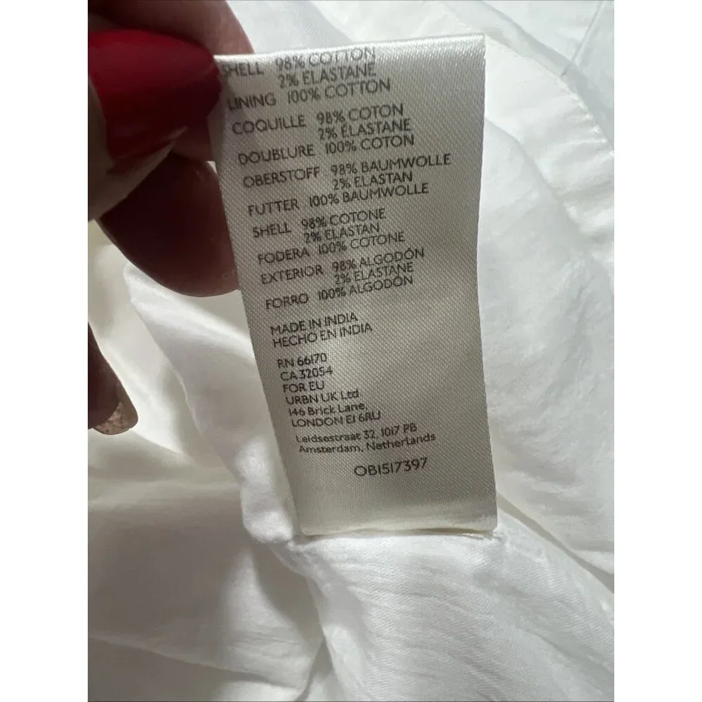 Free People Dress Womens Large White Thea Mini Snap Shirt Dress‎ Open Tunic - Picture 16 of 16
